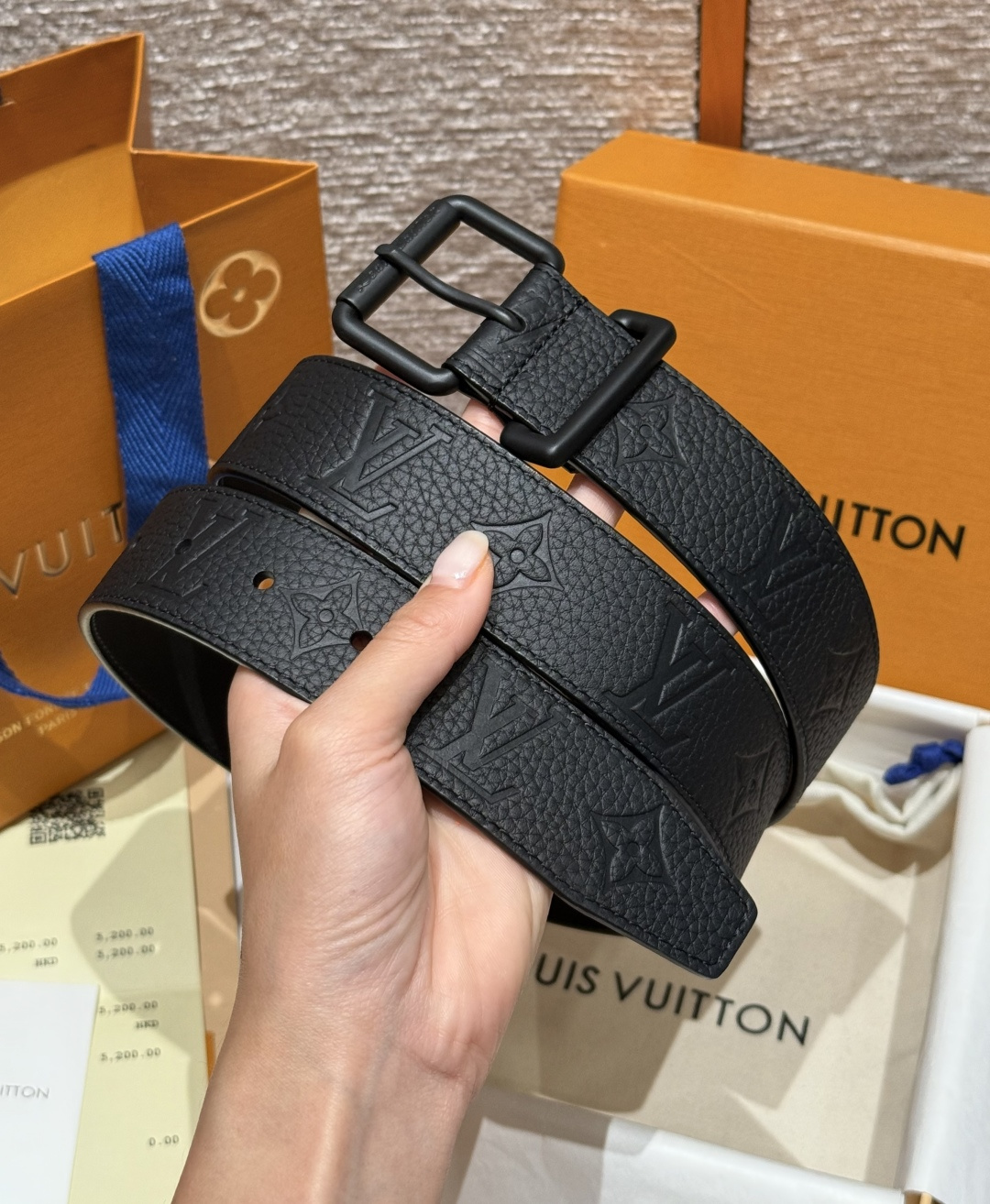 루이비통 블랙 소가죽 모노그램 벨트 35mm 상세 이미지 2