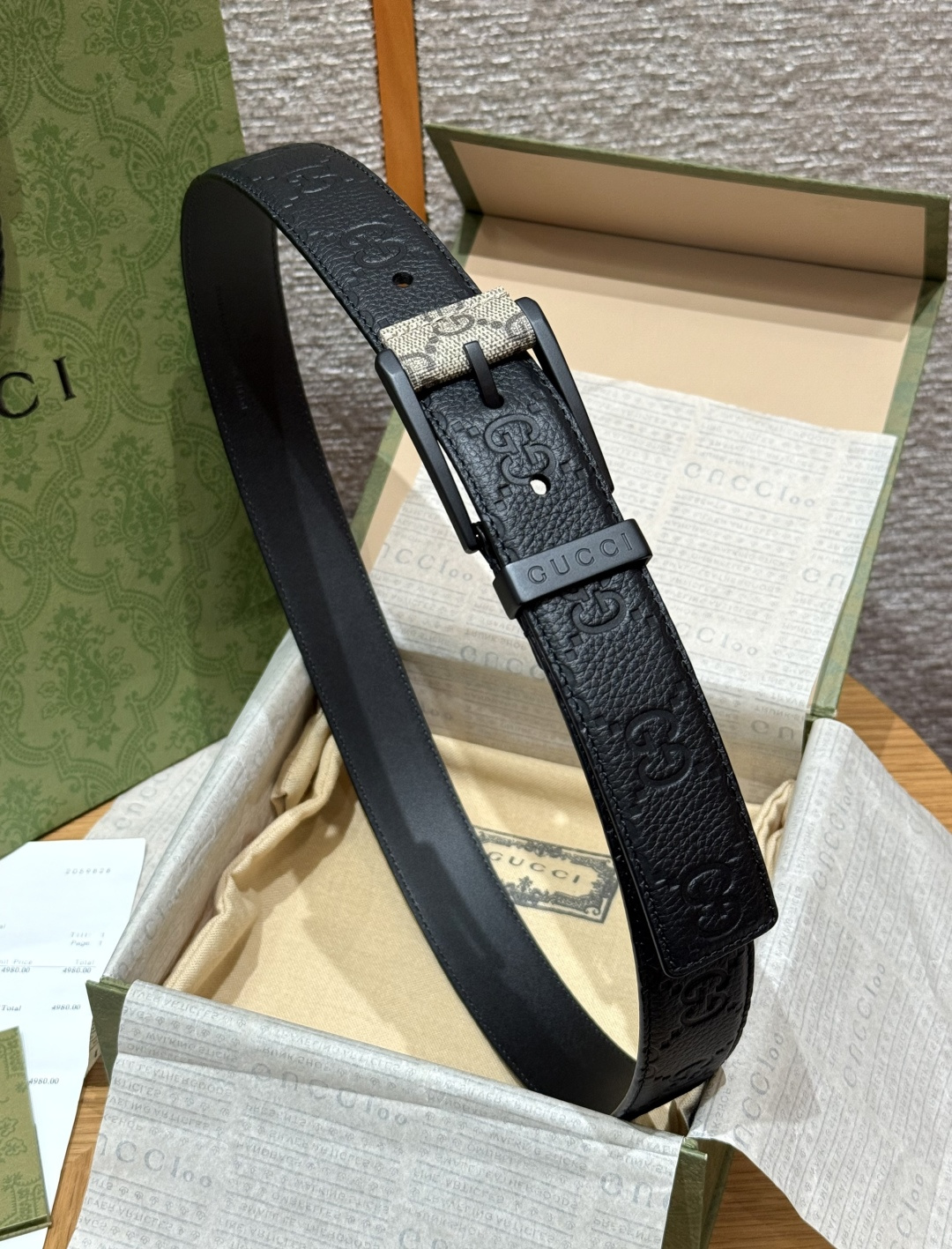 구찌 GG 엠보스 가죽 벨트 상세 이미지 3