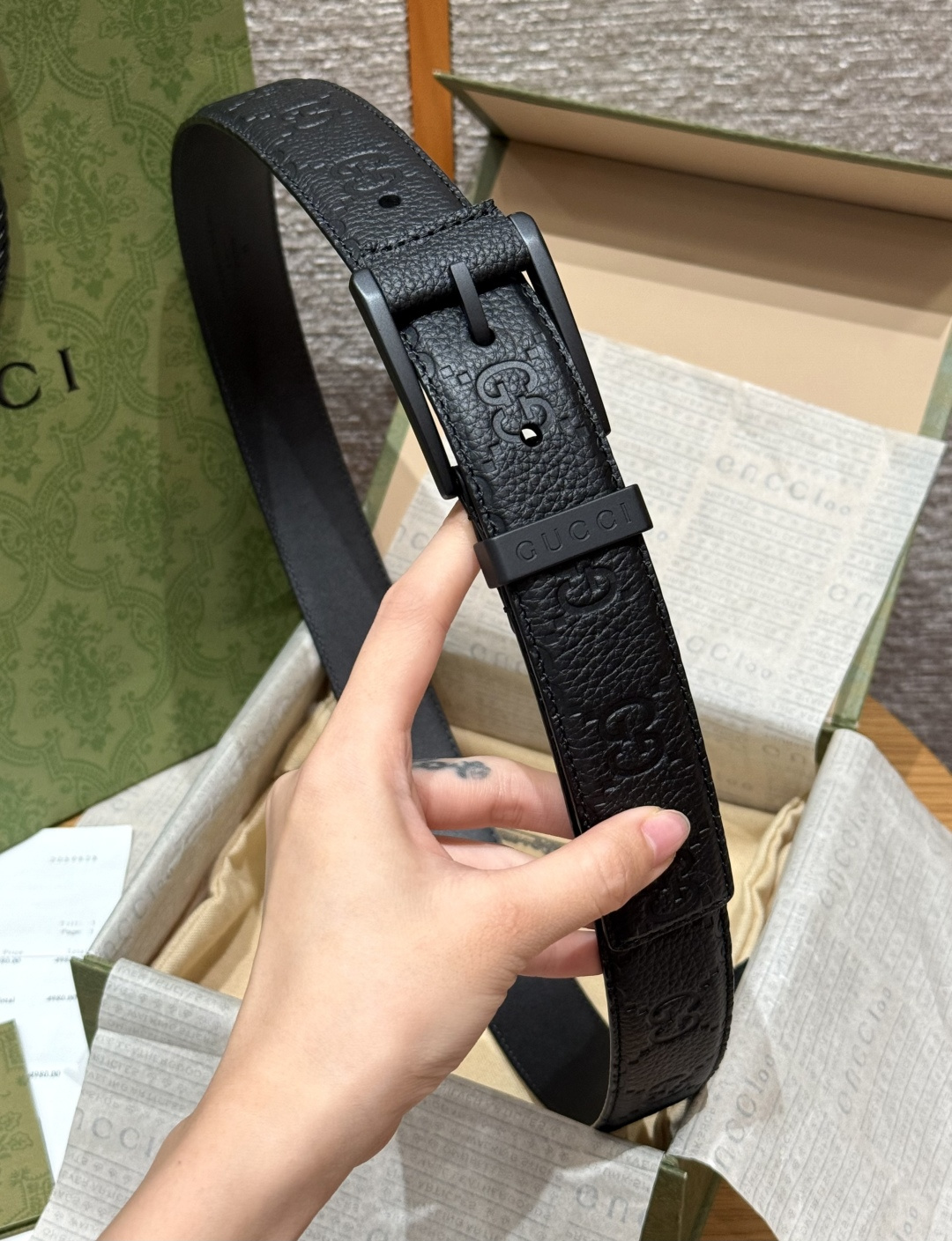 구찌 GG 엠보싱 가죽 벨트 상세 이미지 3
