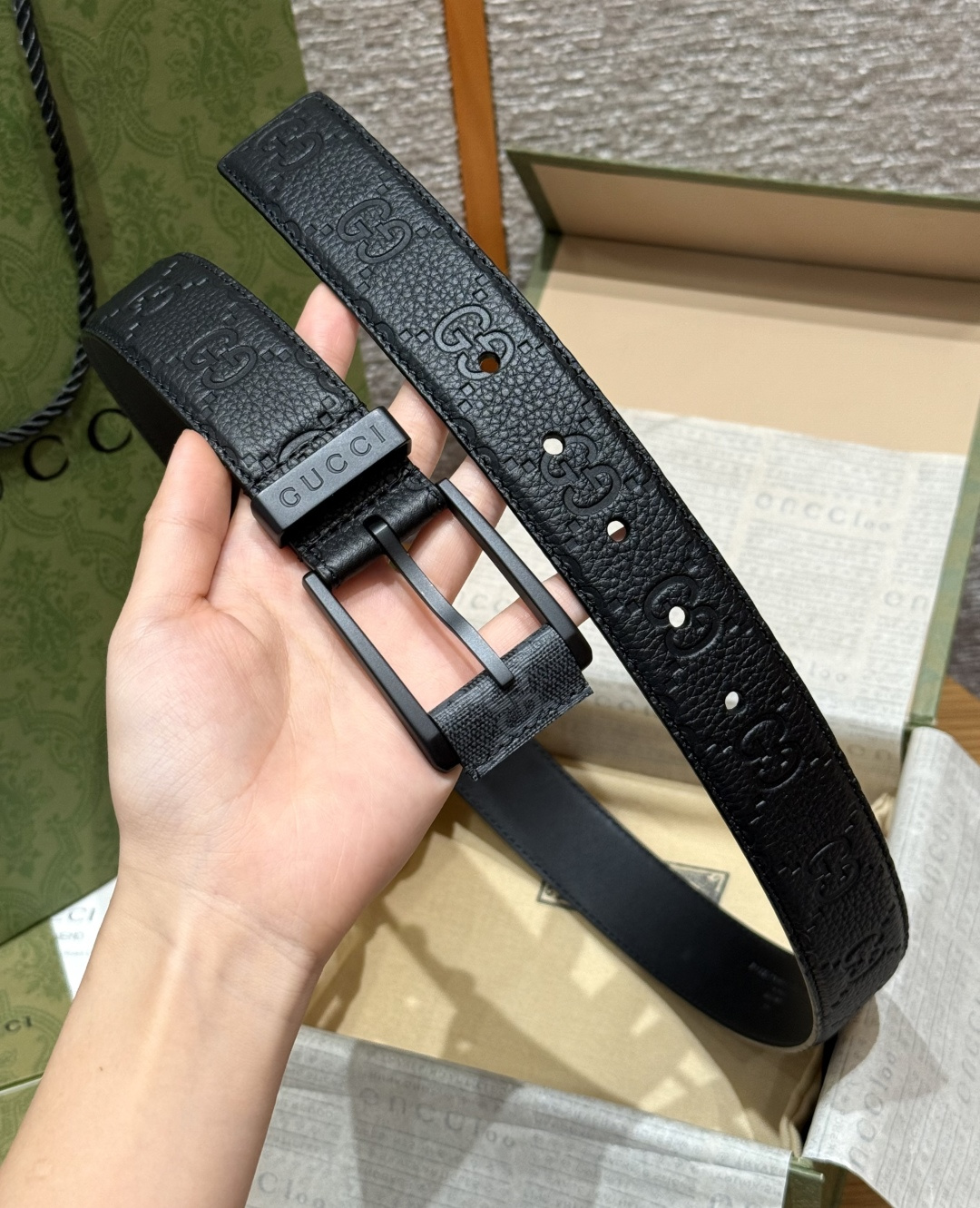 구찌 GG 엠보스 가죽 벨트 상세 이미지 5