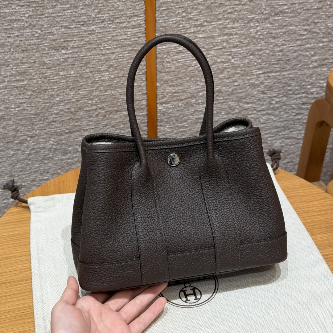 Garden Party Bag Ebene Leather Palladium Hardware Handbag