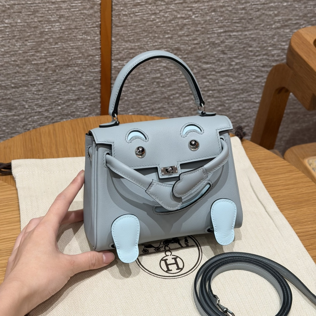 에르메스 켈리돌백 글레이셔 블루 실버 하드웨어 18392