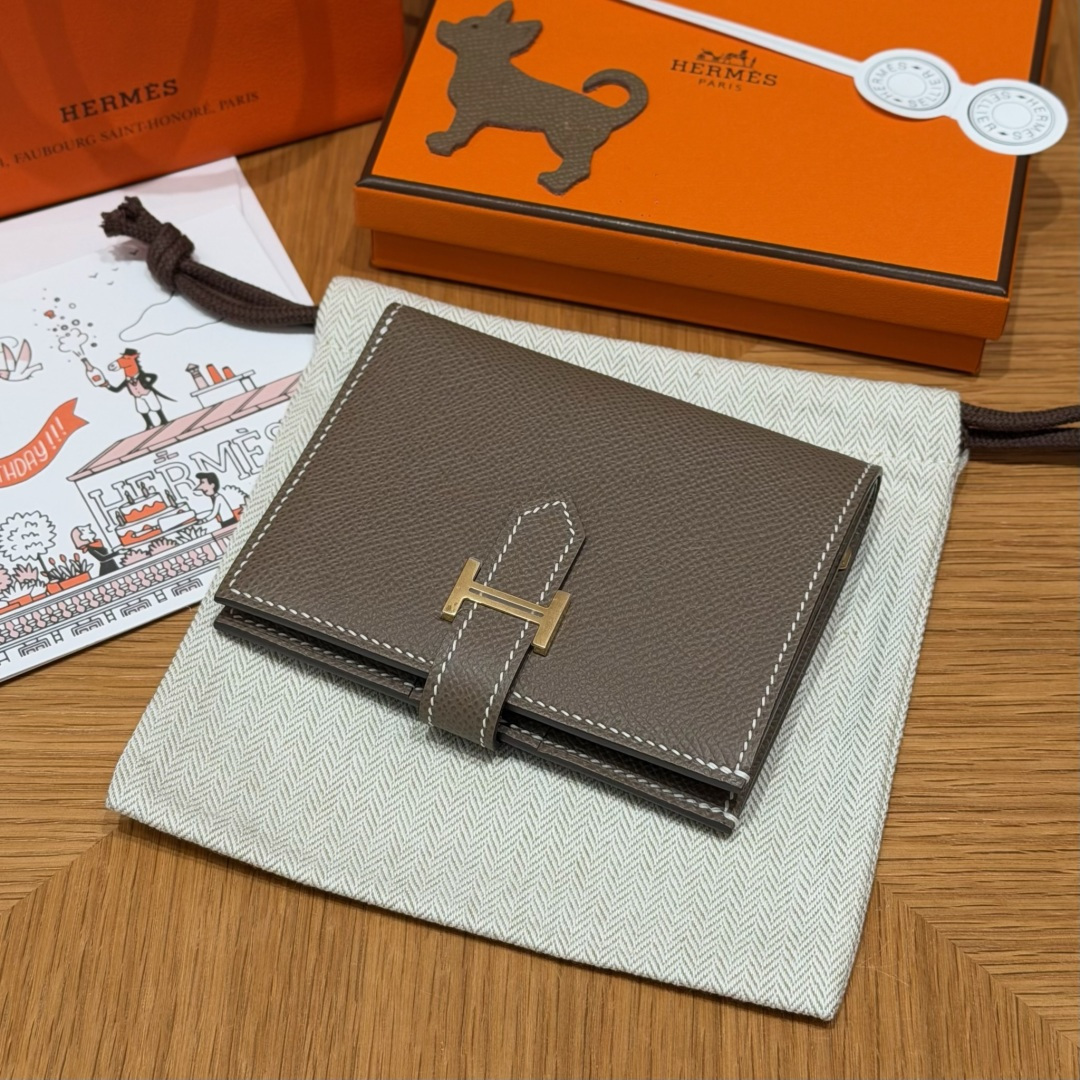 Hermès Bearn 12cm (etoupe)