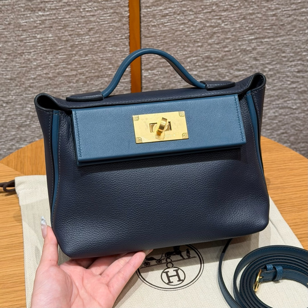 Hermès Mini Kelly2424 21cm (Blue nuit)