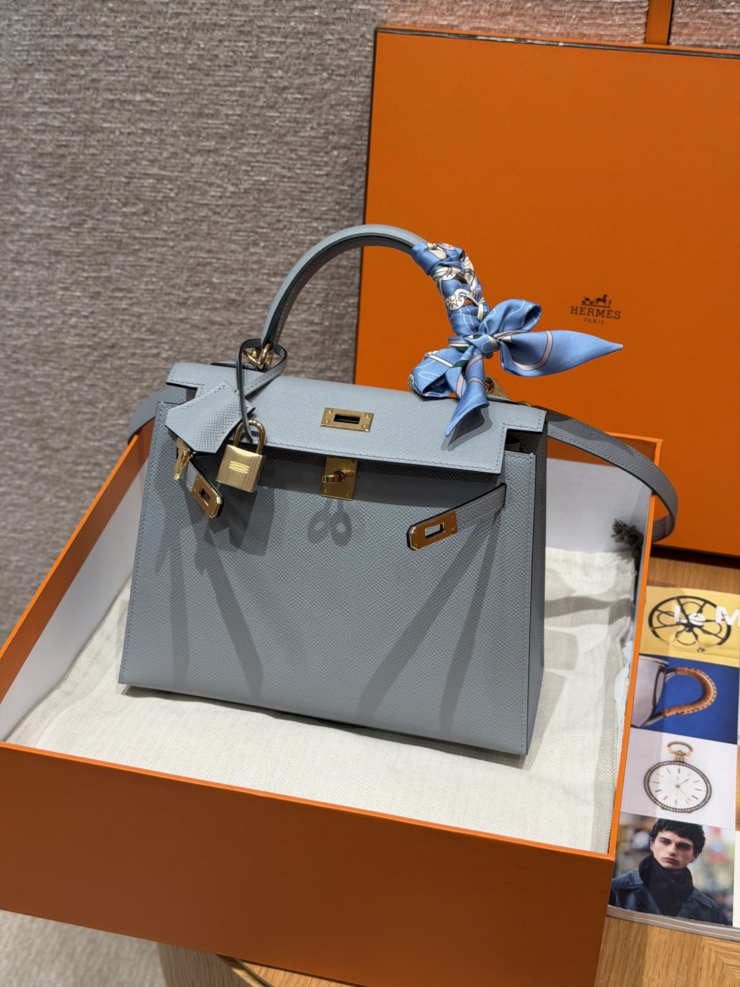 Hermès Kelly 25cm (Blue Lin)