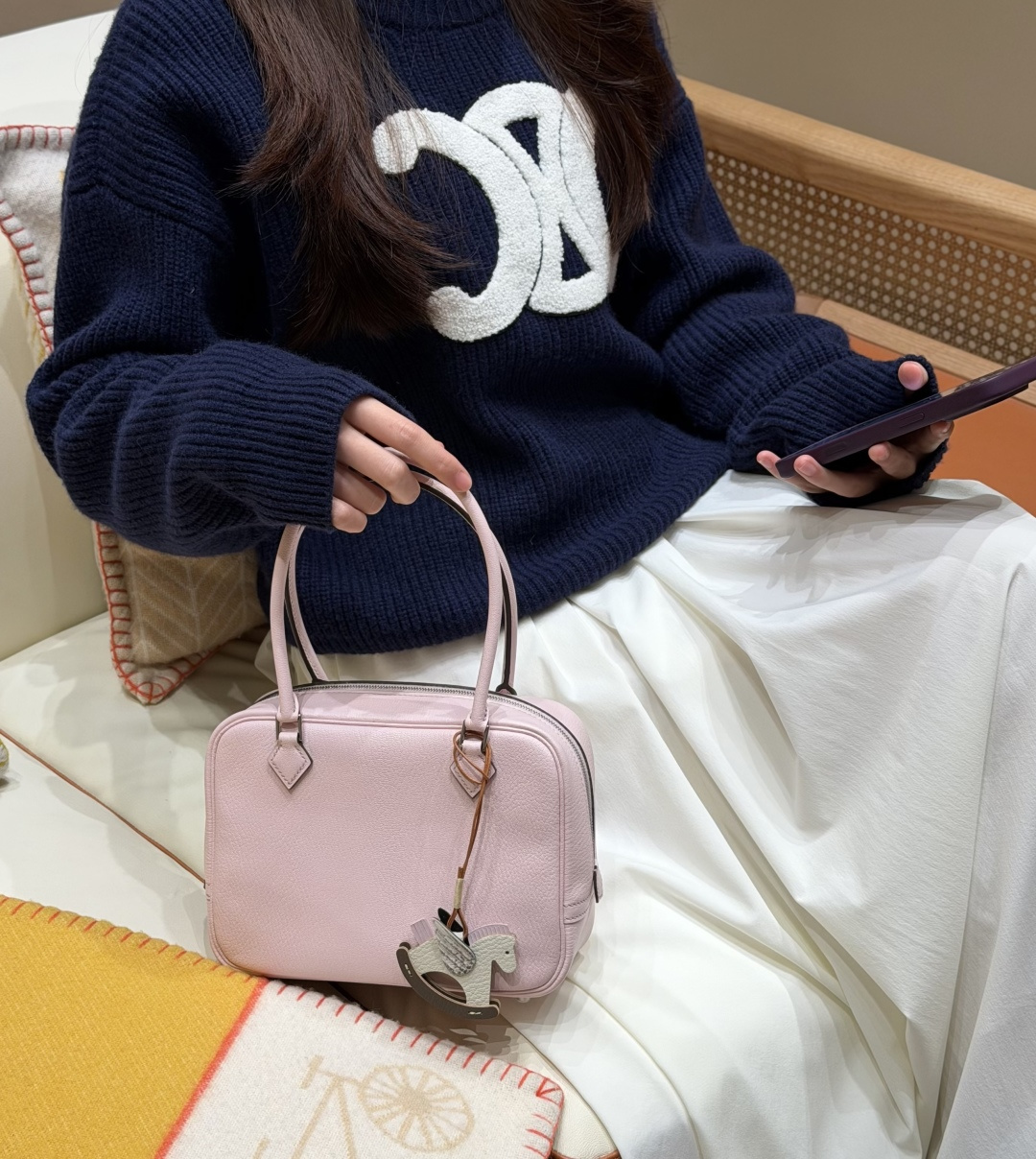 Hermès Plume mini 21cm (Rose Darling)