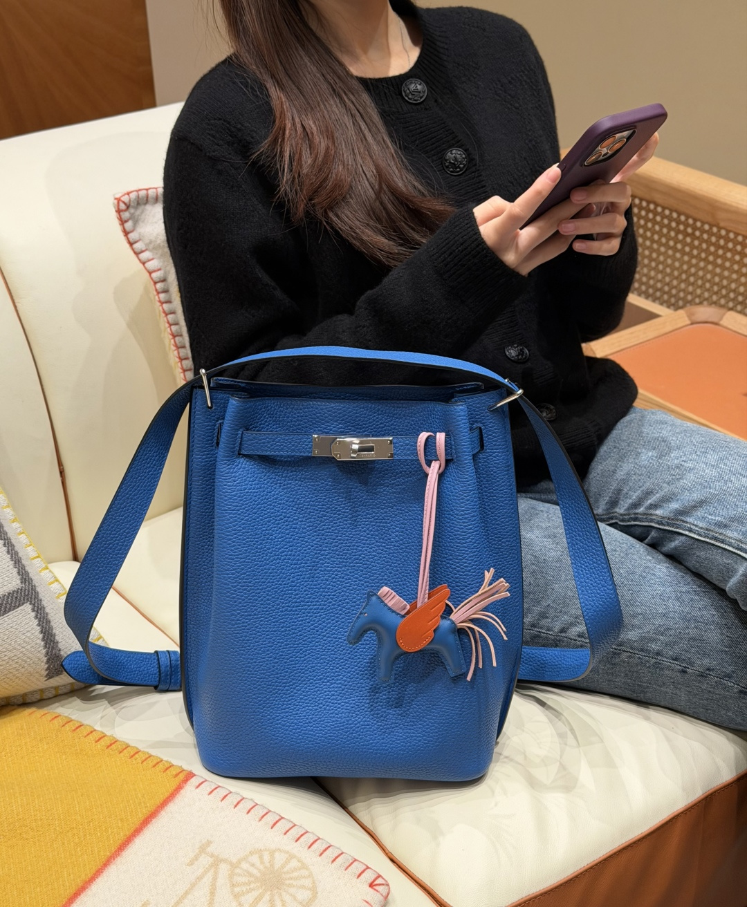 Hermès So Kelly 22cm (Blue Hydra)
