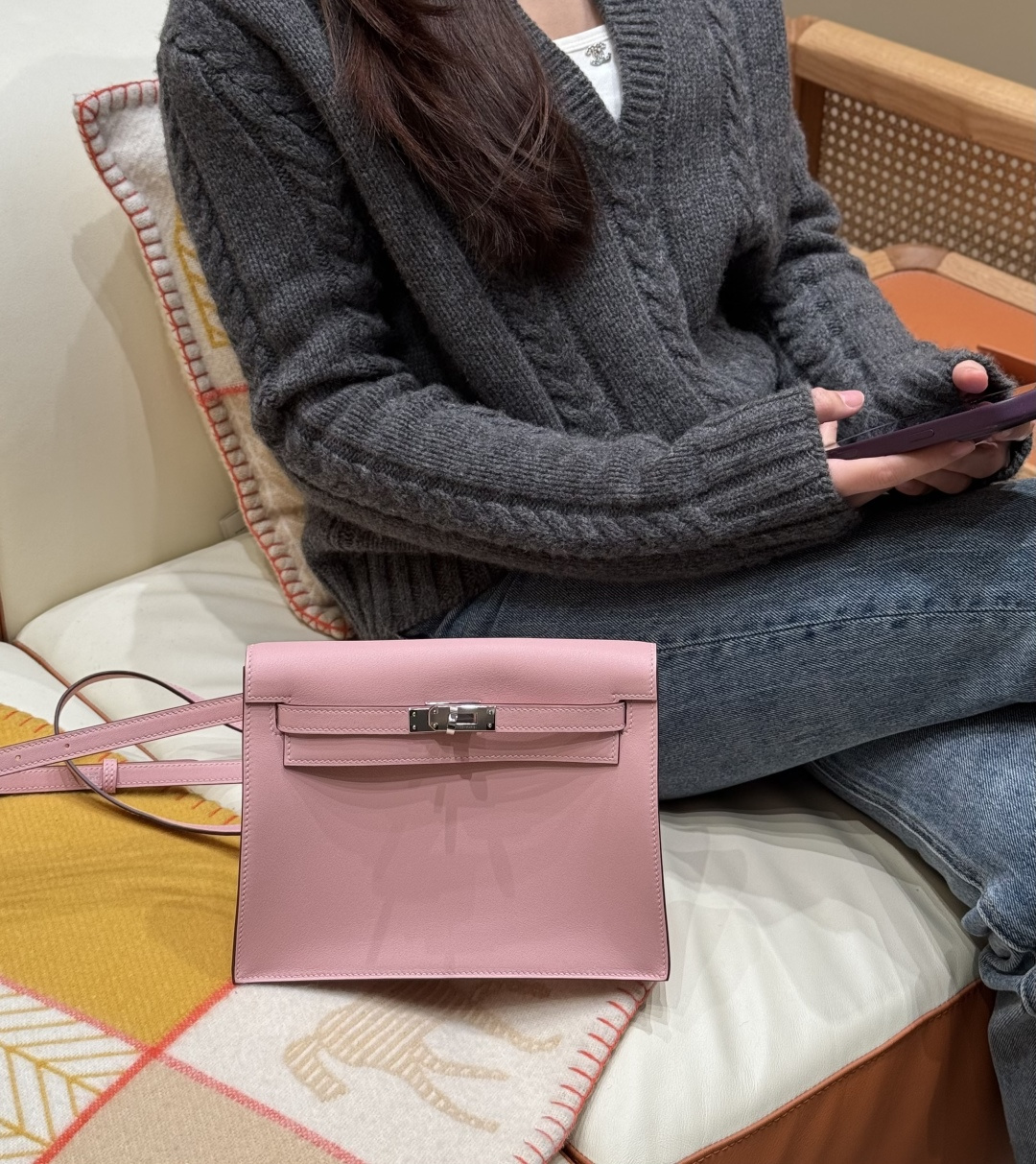 Hermès Kelly Danse 22cm (rose Sakura)
