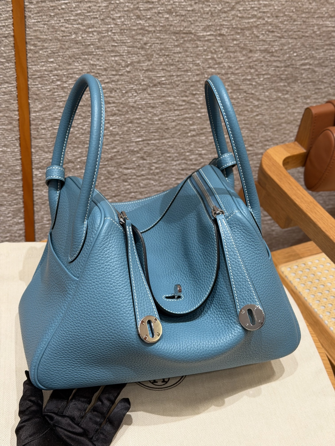 Hermès Lindy 30cm (Blue Jean)