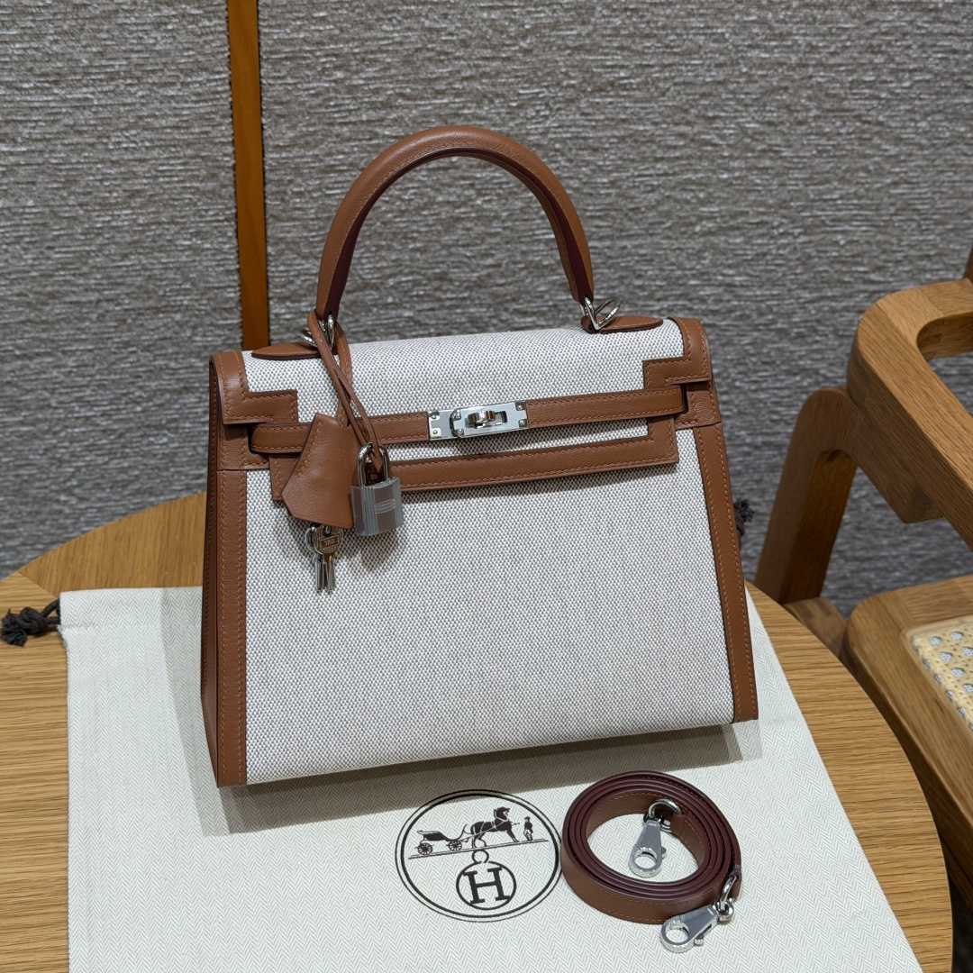 Hermès Kelly Toile H 25cm (Gold)