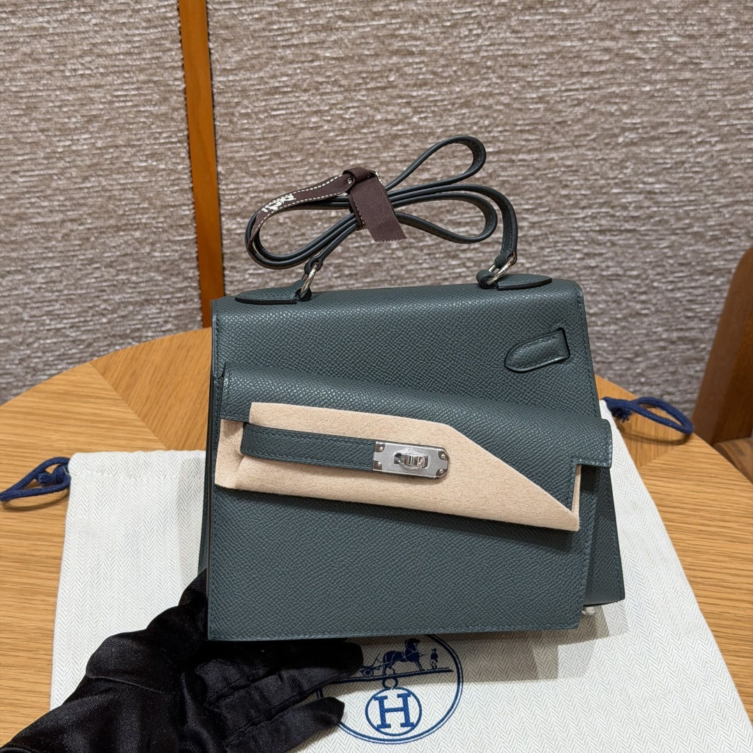 Hermès Kelly ll Sellier 20cm (Vert Mangrove)
