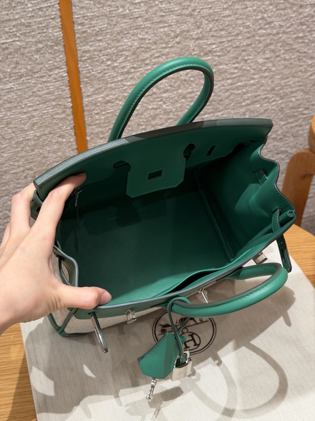 Hermès Birkin Toile H 25cm (Vert vertigo)