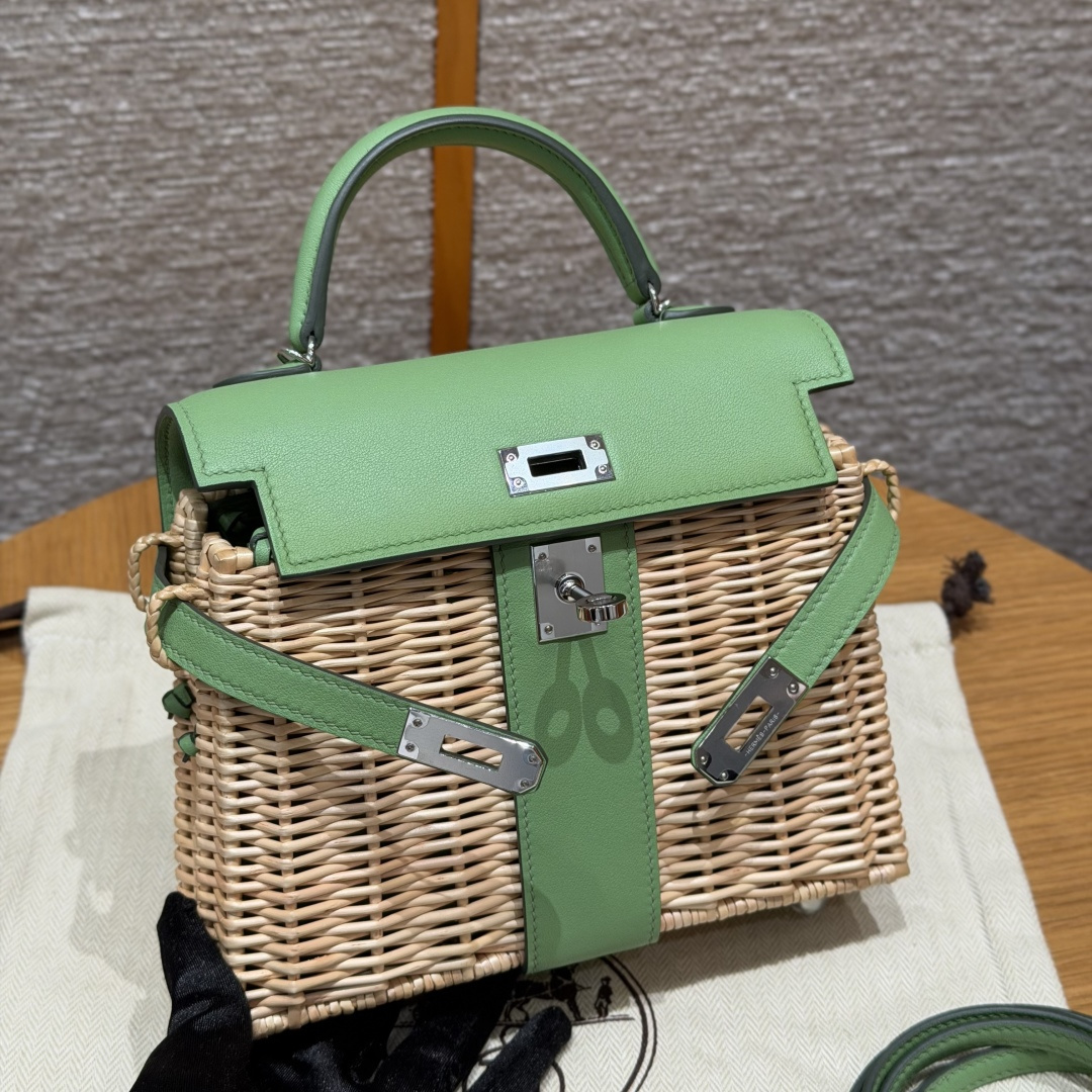 Hermès Kelly Picnic 20cm (Vert Criquet)