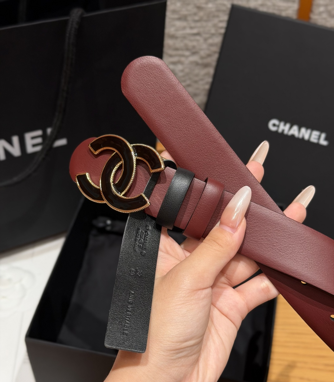 -香家✨双面小牛皮扣腰带系列 Ceinture 30 mm Réversible en Cuir de -香家✨双面小牛皮扣腰带系列 Ceinture 30 mm Réversible en Cuir de