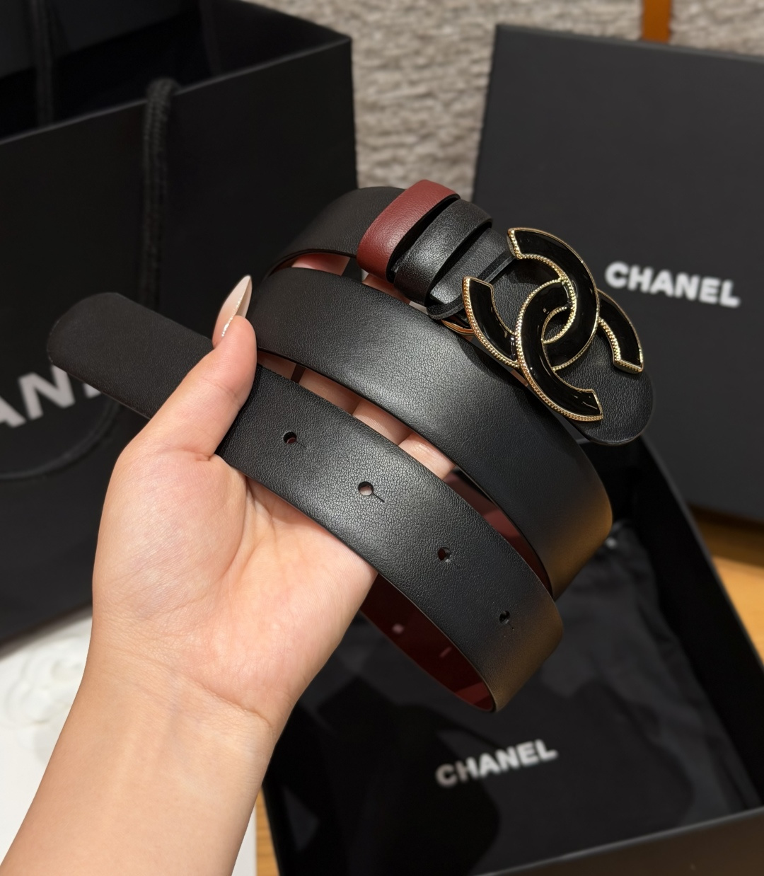 -香家✨双面小牛皮扣腰带系列 Ceinture 30 mm Réversible en Cuir de 