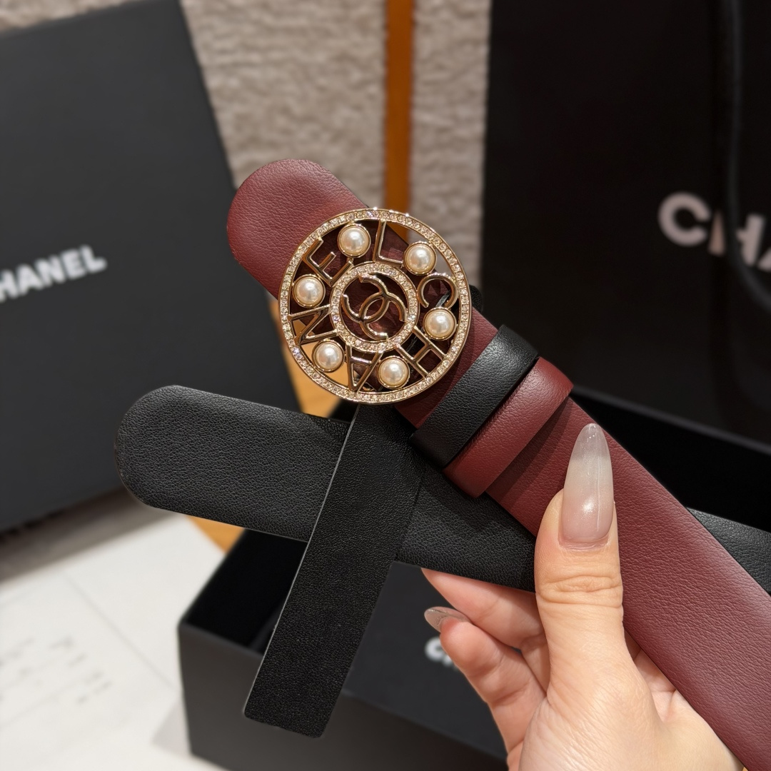 -香家✨双面小牛皮扣腰带系列 Ceinture 30 mm Réversible en Cuir de -香家✨双面小牛皮扣腰带系列 Ceinture 30 mm Réversible en Cuir de