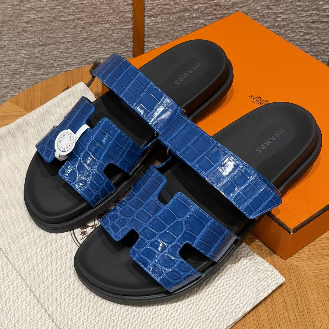 HERMES 🐊 Chypre サンダル レディース メンズ 春秋用 ファッション クラシック クロコダイルレザー 希少レザー