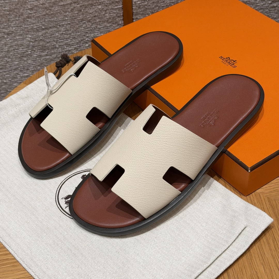 HERMES lzmir Epsom-掌紋 サンダル メンズ 春秋用 ファッションクラシック