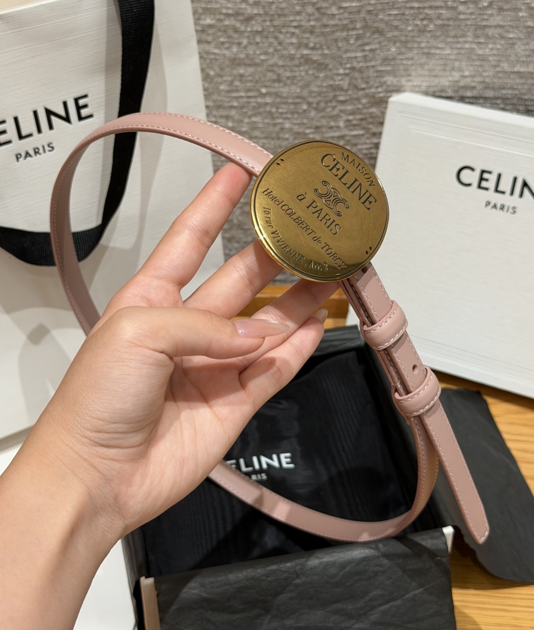 셀린느 MAISON 13mm 골드 버클 슬림 벨트 상세 이미지 3