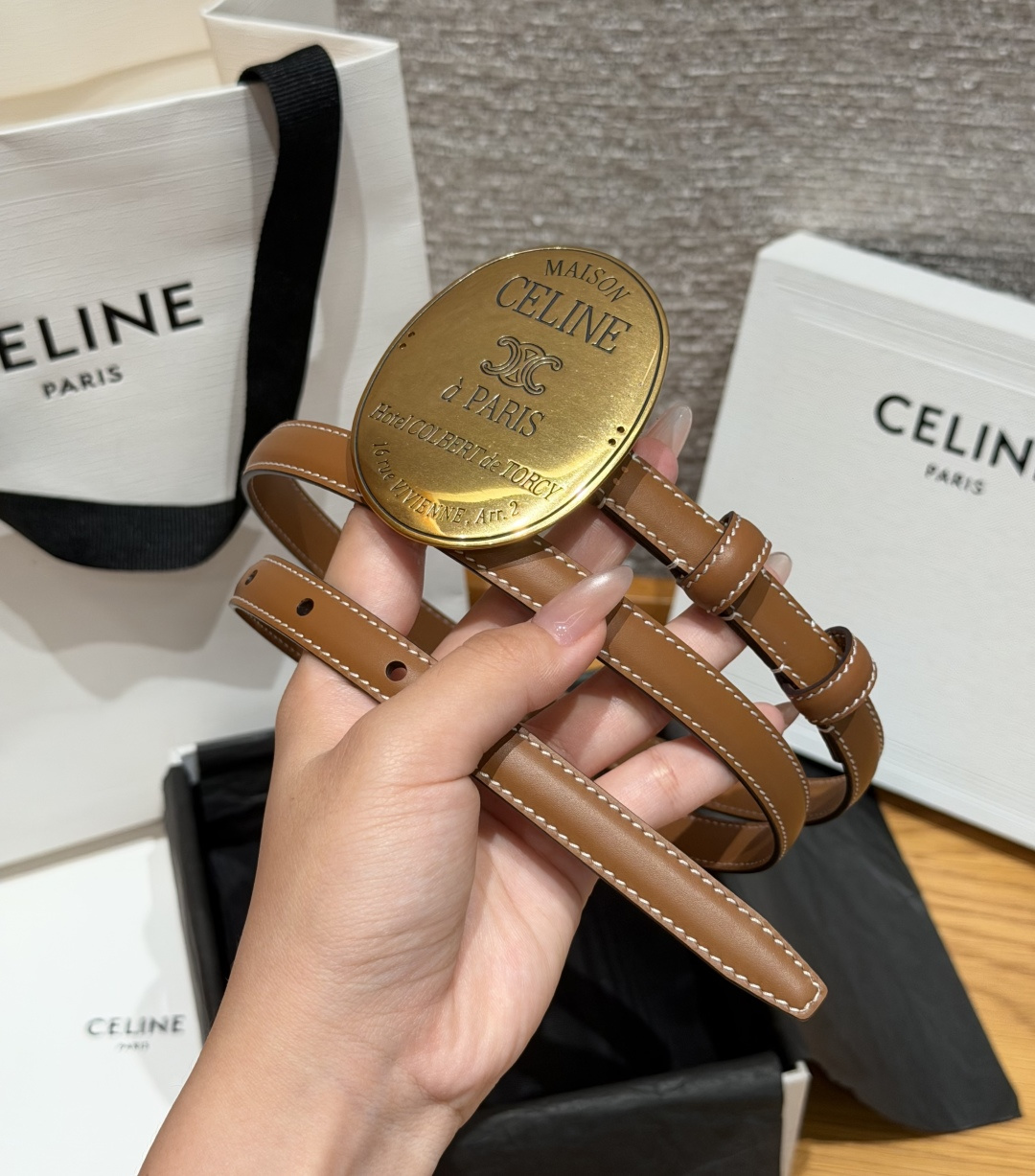 셀린느 메종 13mm 소가죽 벨트 골드 버클 상세 이미지 3