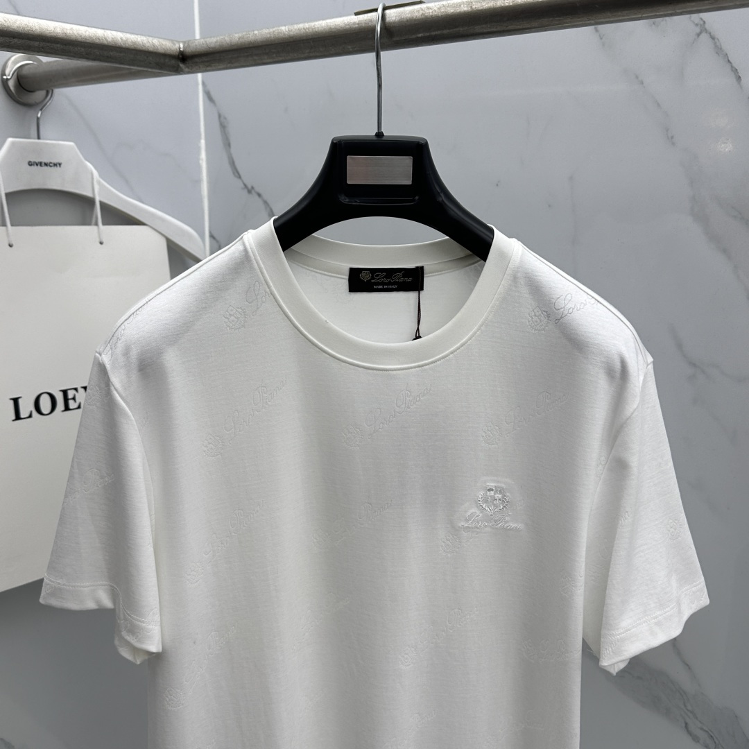 🆕loro Piana 新款首发专柜最新款短袖圆领T恤 高端订制 胸前logo设计 满印提花 高定丝光面