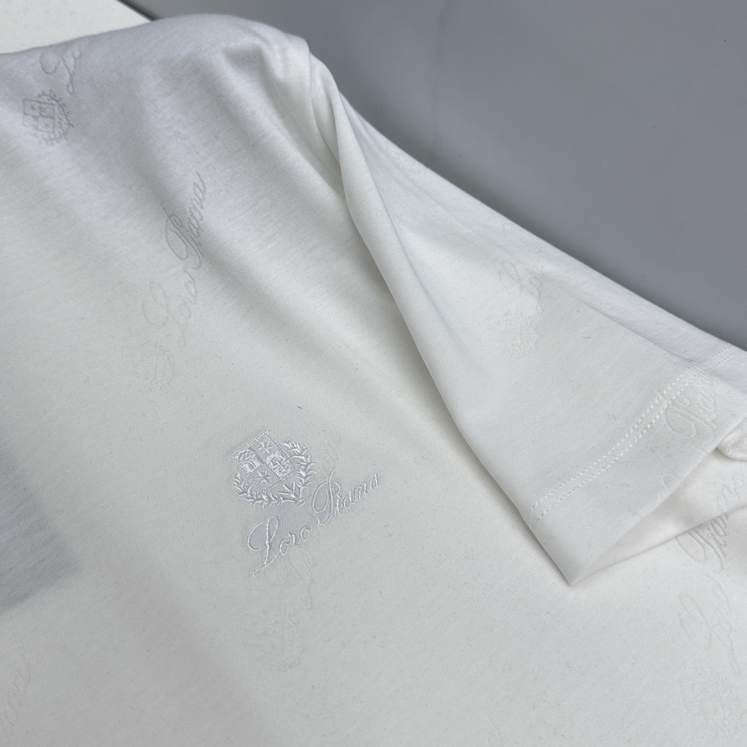 🆕loro Piana 新款首发专柜最新款短袖圆领T恤 高端订制 胸前logo设计 满印提花 高定丝光面