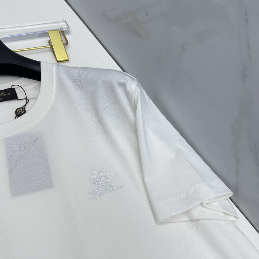 🆕loro Piana 新款首发专柜最新款短袖圆领T恤 高端订制 胸前logo设计 满印提花 高定丝光面
