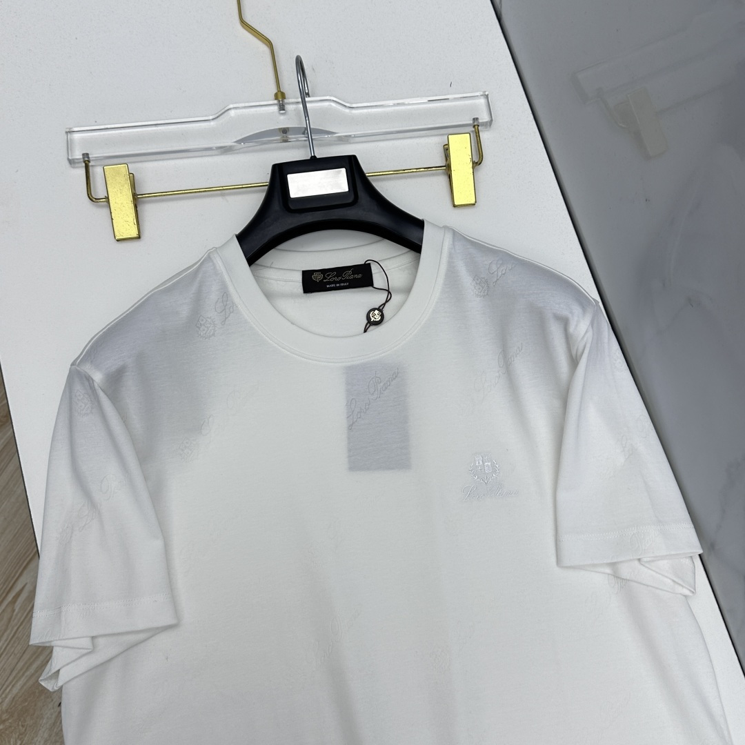 🆕loro Piana 新款首发专柜最新款短袖圆领T恤 高端订制 胸前logo设计 满印提花 高定丝光面