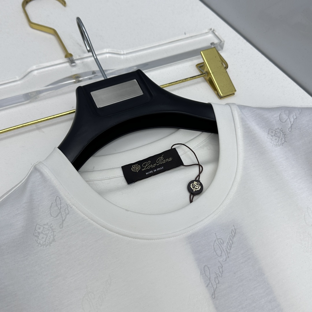 🆕loro Piana 新款首发专柜最新款短袖圆领T恤 高端订制 胸前logo设计 满印提花 高定丝光面