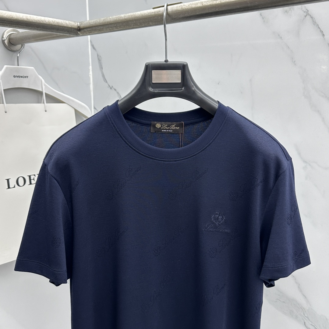 🆕loro Piana 新款首发专柜最新款短袖圆领T恤 高端订制 胸前logo设计 满印提花 高定丝光面