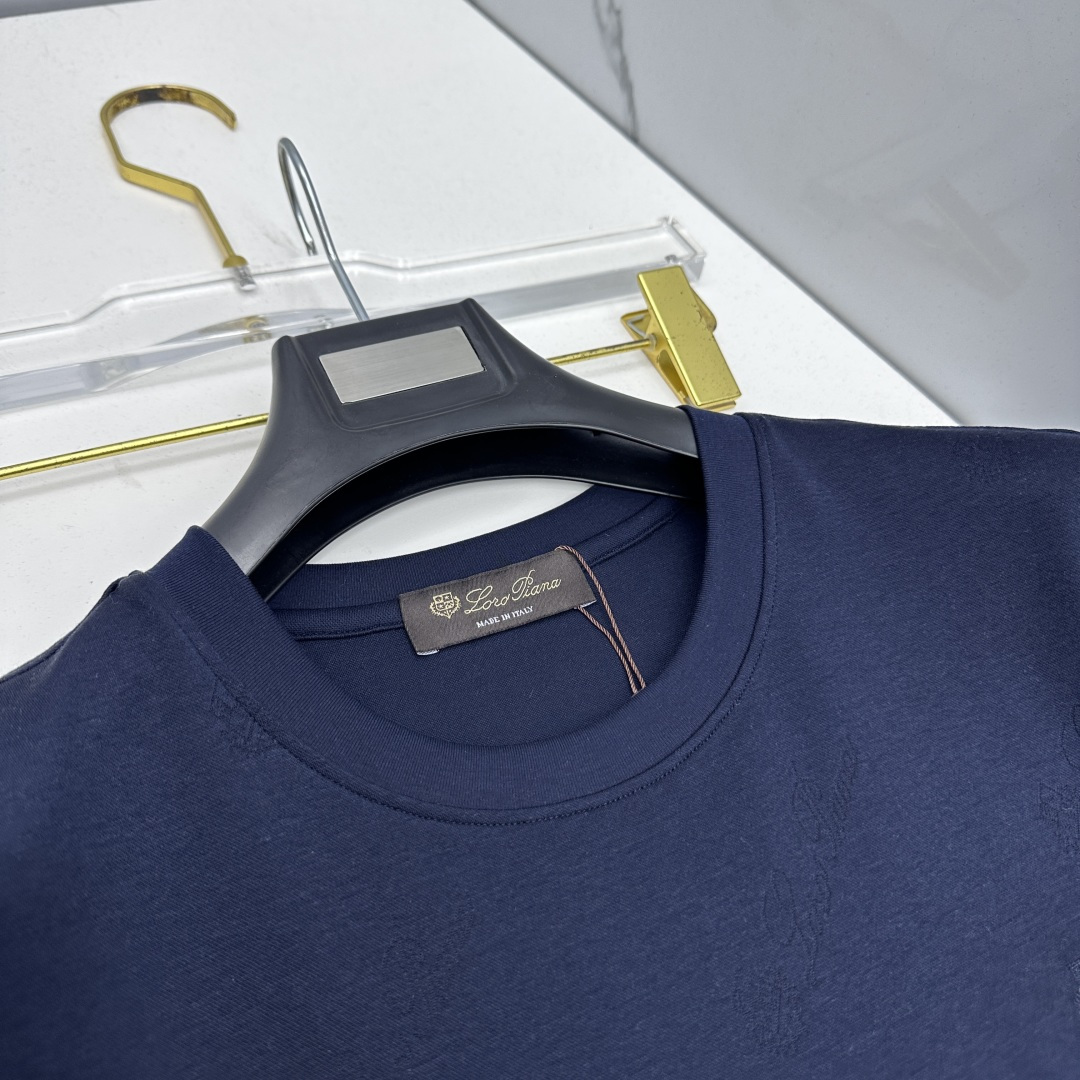 🆕loro Piana 新款首发专柜最新款短袖圆领T恤 高端订制 胸前logo设计 满印提花 高定丝光面