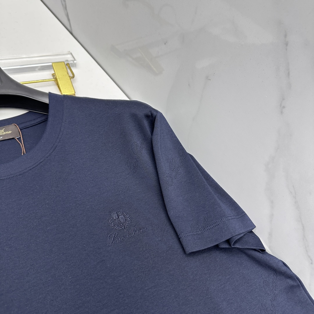 🆕loro Piana 新款首发专柜最新款短袖圆领T恤 高端订制 胸前logo设计 满印提花 高定丝光面