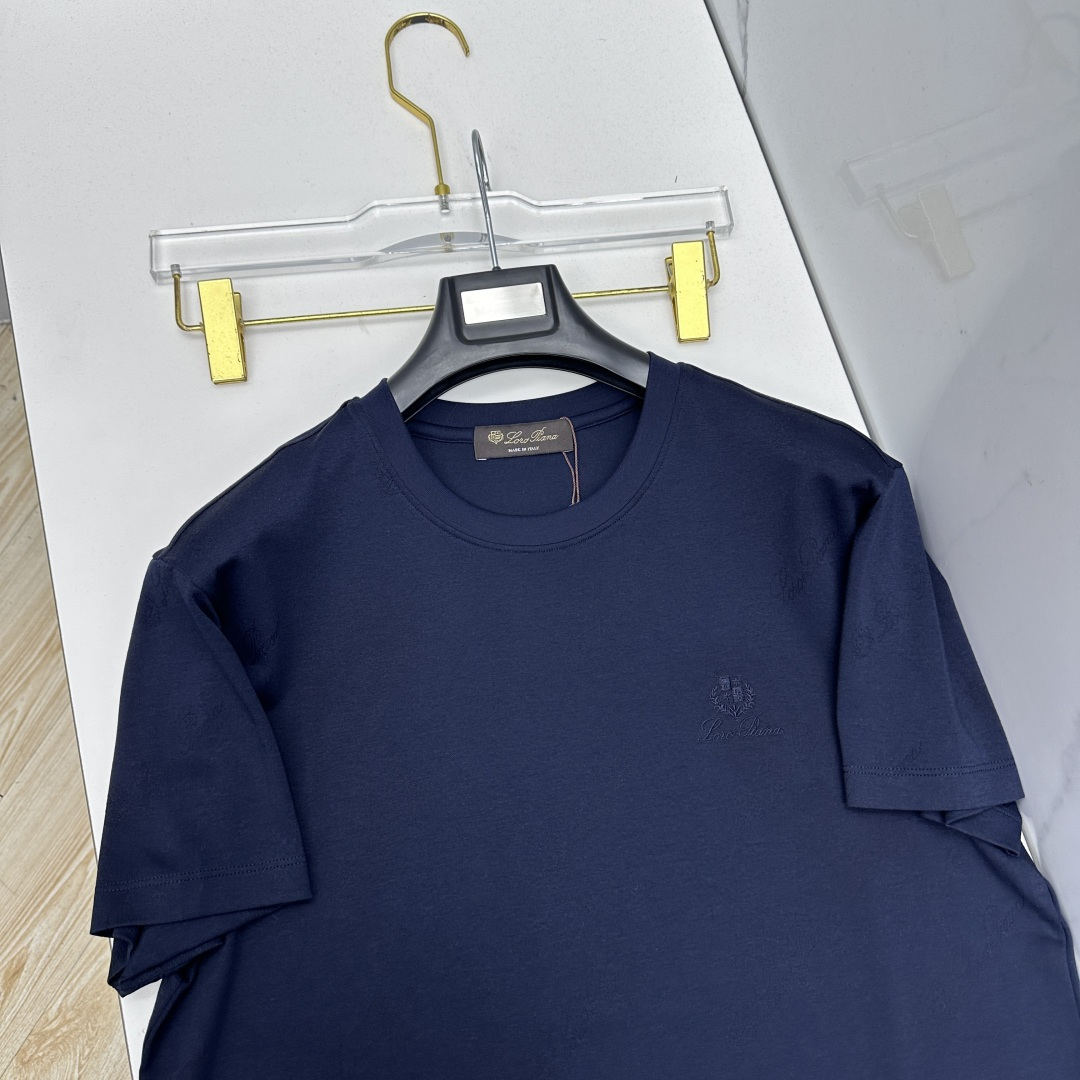 🆕loro Piana 新款首发专柜最新款短袖圆领T恤 高端订制 胸前logo设计 满印提花 高定丝光面