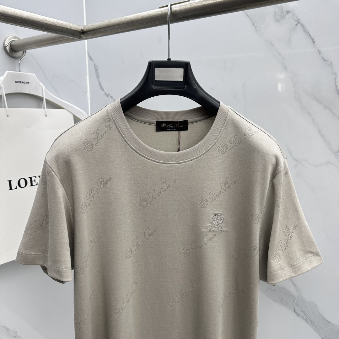🆕loro Piana 新款首发专柜最新款短袖圆领T恤 高端订制 胸前logo设计 满印提花 高定丝光面