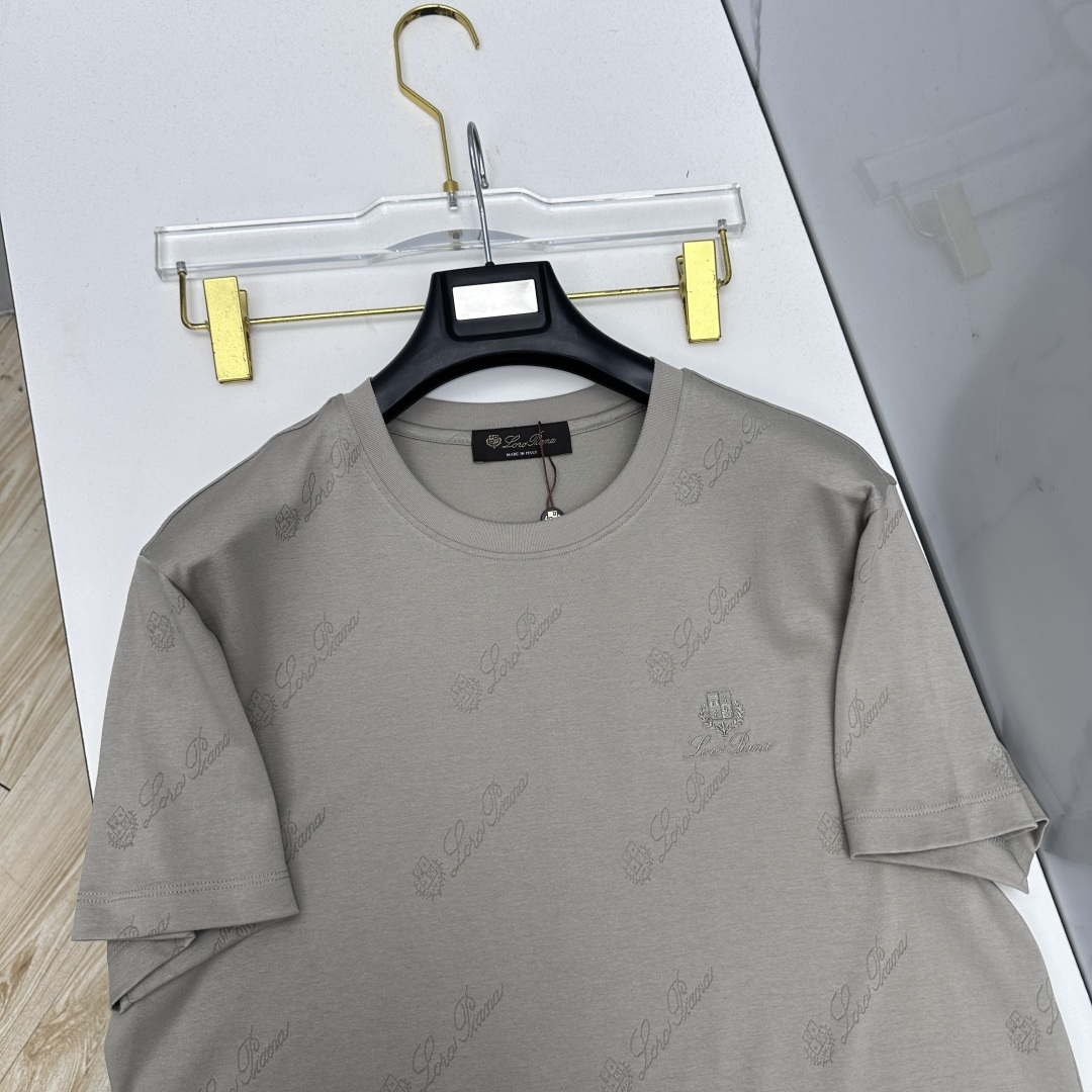 🆕loro Piana 新款首发专柜最新款短袖圆领T恤 高端订制 胸前logo设计 满印提花 高定丝光面