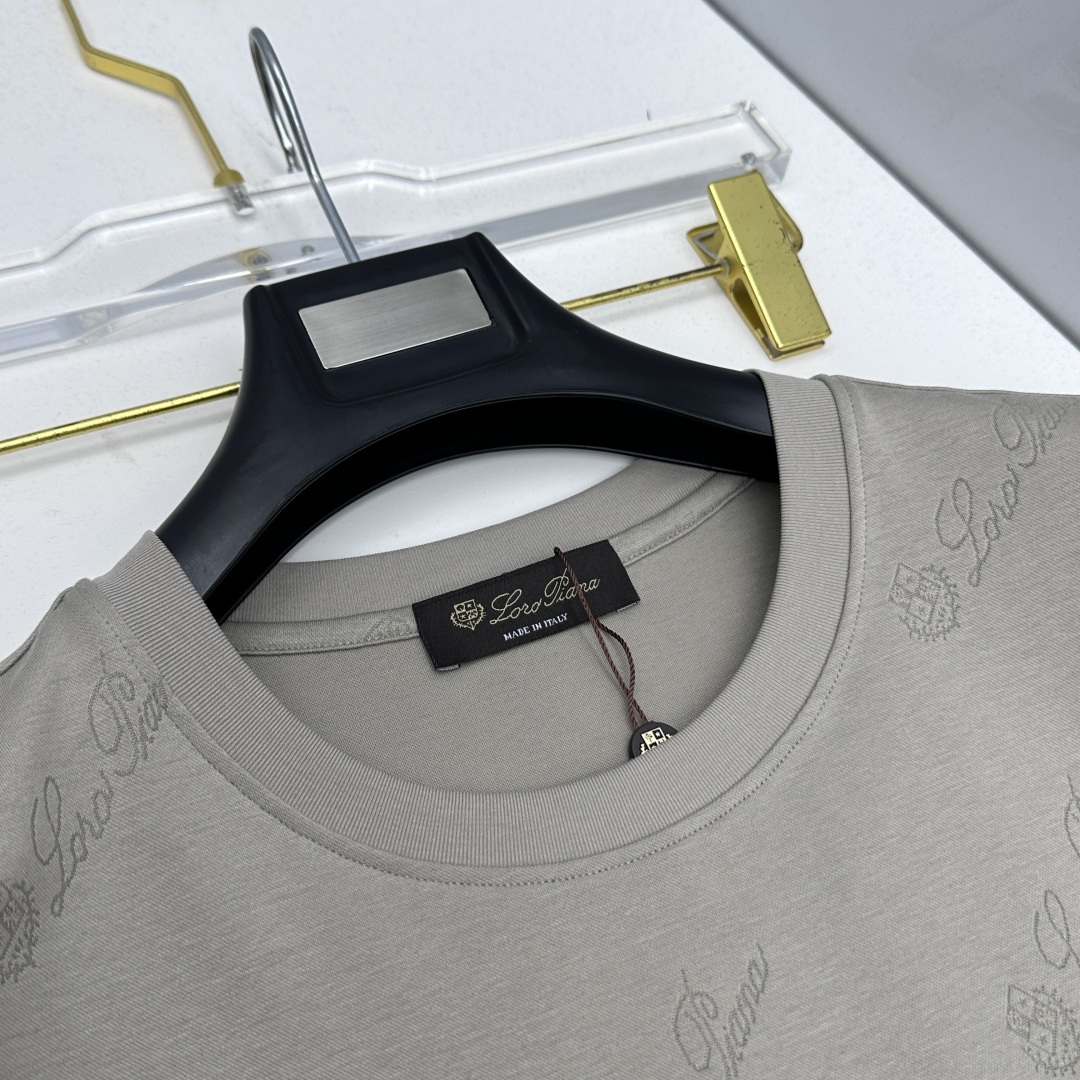🆕loro Piana 新款首发专柜最新款短袖圆领T恤 高端订制 胸前logo设计 满印提花 高定丝光面