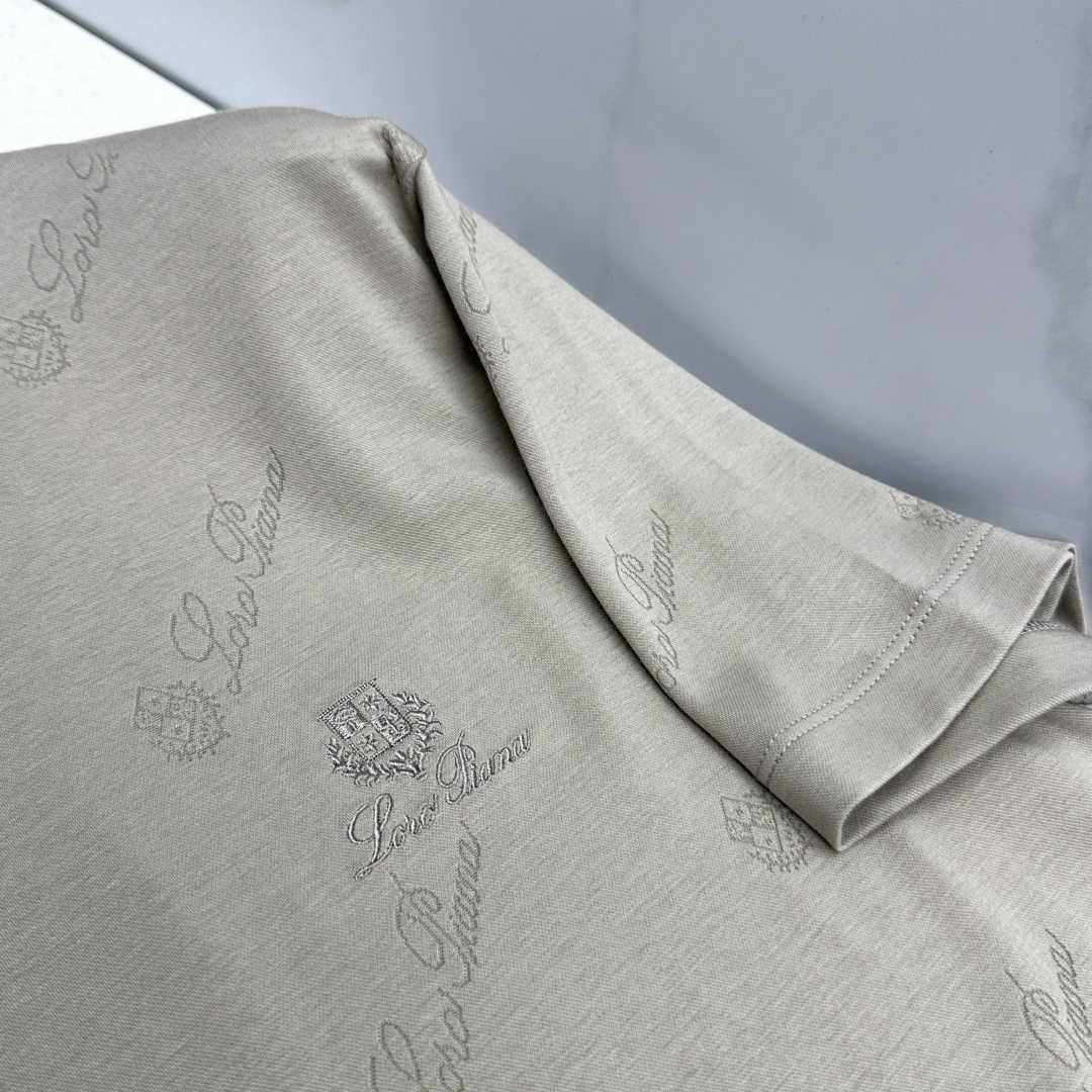 🆕loro Piana 新款首发专柜最新款短袖圆领T恤 高端订制 胸前logo设计 满印提花 高定丝光面