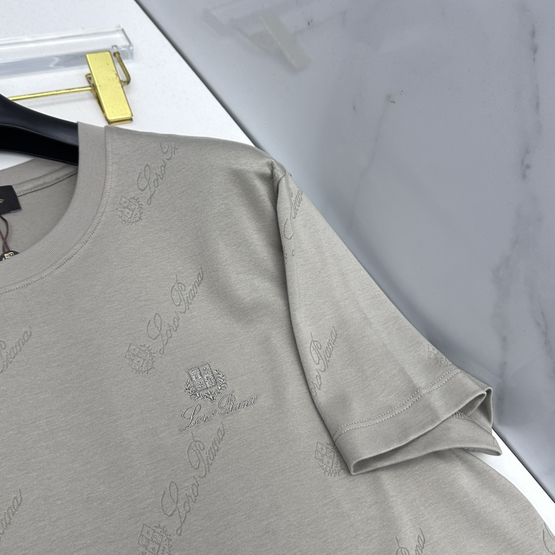 🆕loro Piana 新款首发专柜最新款短袖圆领T恤 高端订制 胸前logo设计 满印提花 高定丝光面