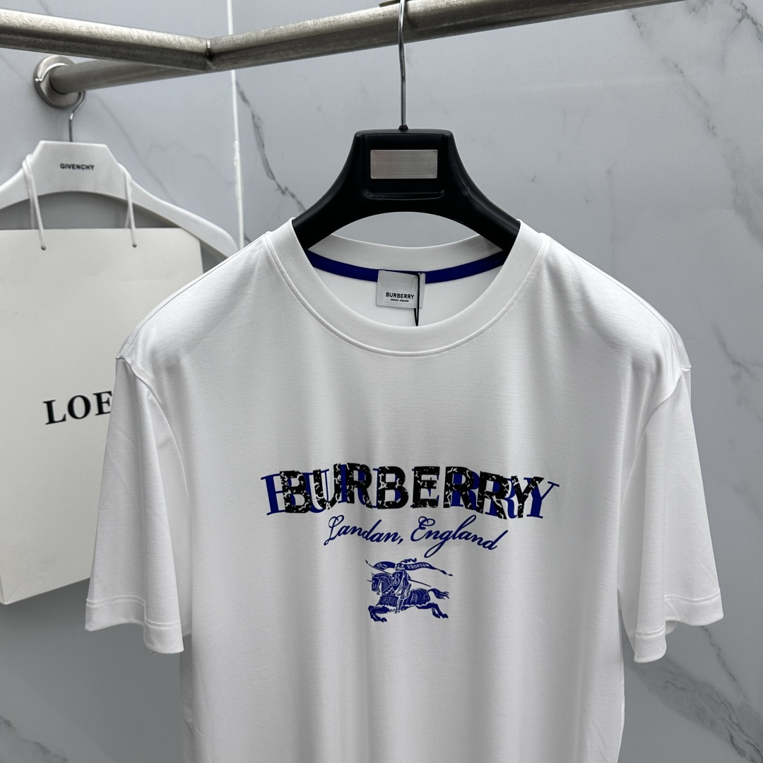 🆕Burberry巴宝莉 新款首发专柜最新款短袖圆领T恤 高端订制 胸前logo设计 高定丝光面料.手感