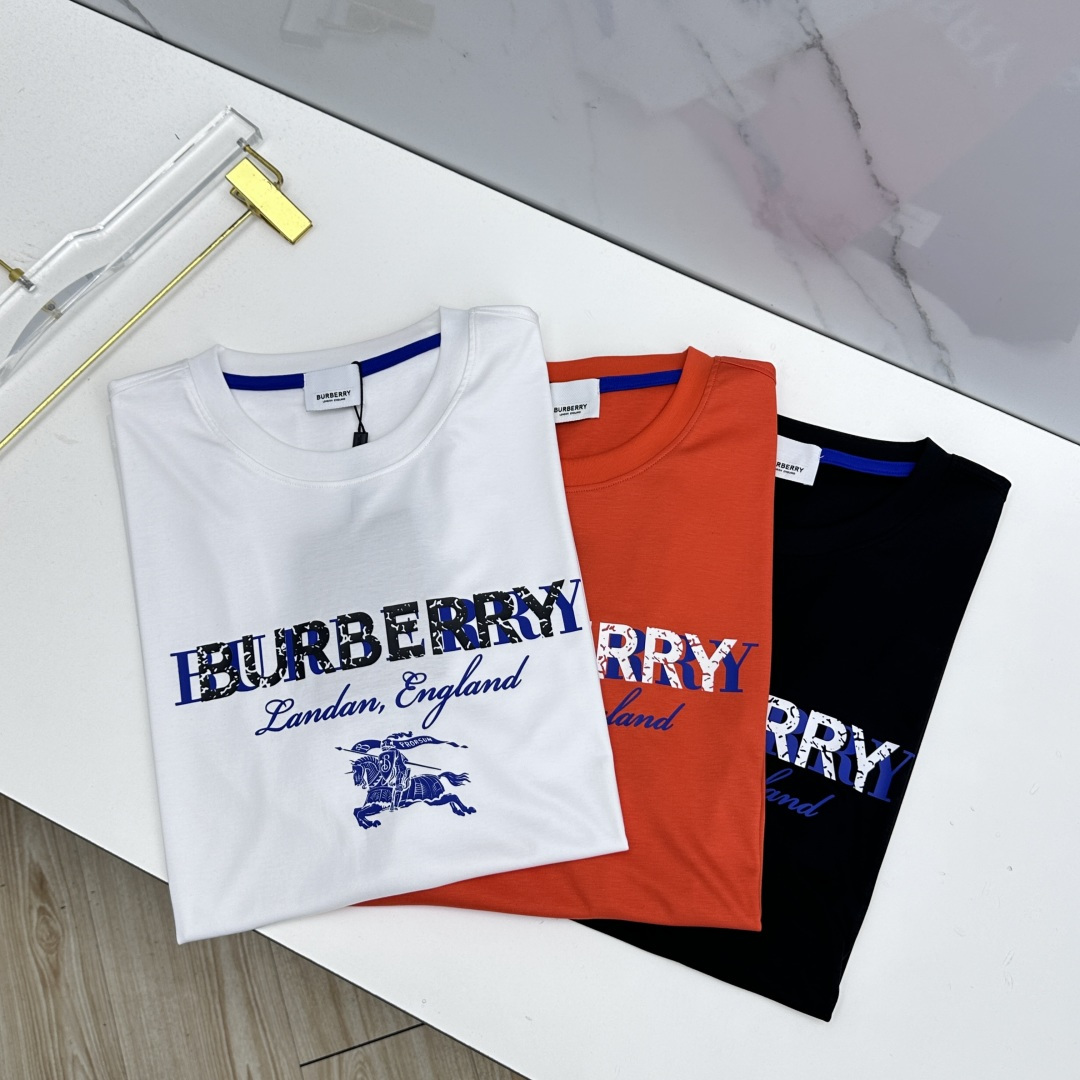 🆕Burberry巴宝莉 新款首发专柜最新款短袖圆领T恤 高端订制 胸前logo设计 高定丝光面料.手感