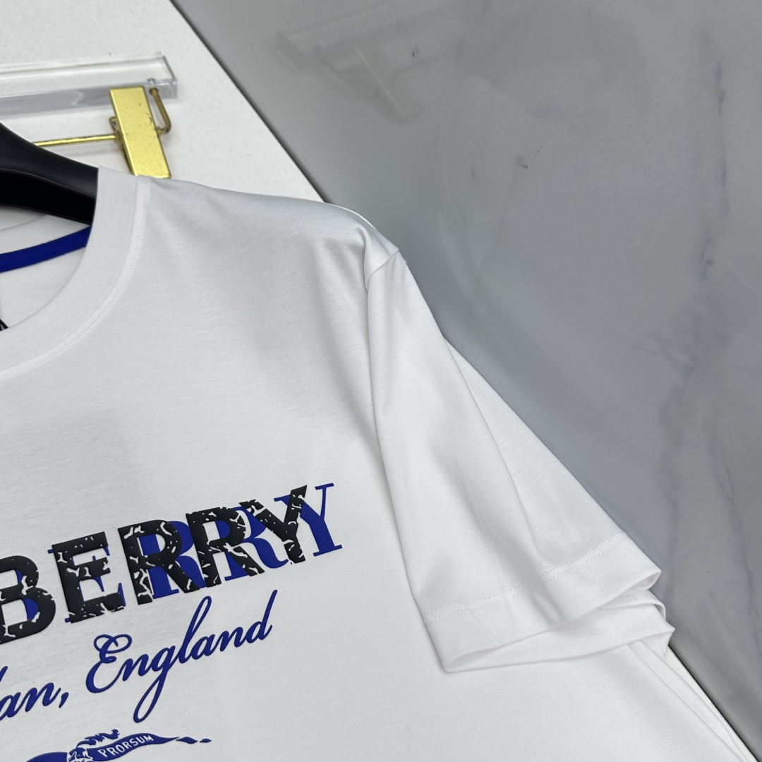 🆕Burberry巴宝莉 新款首发专柜最新款短袖圆领T恤 高端订制 胸前logo设计 高定丝光面料.手感