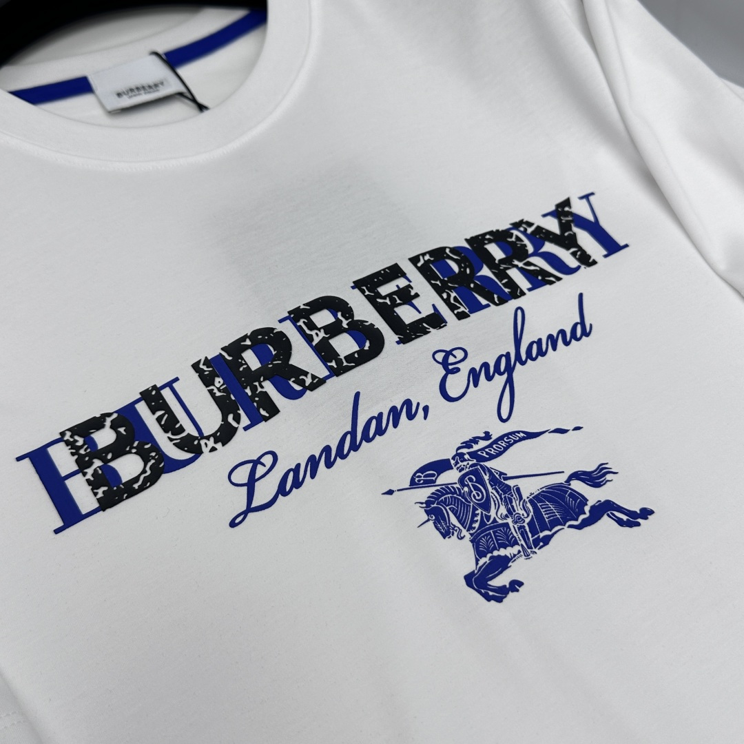 🆕Burberry巴宝莉 新款首发专柜最新款短袖圆领T恤 高端订制 胸前logo设计 高定丝光面料.手感