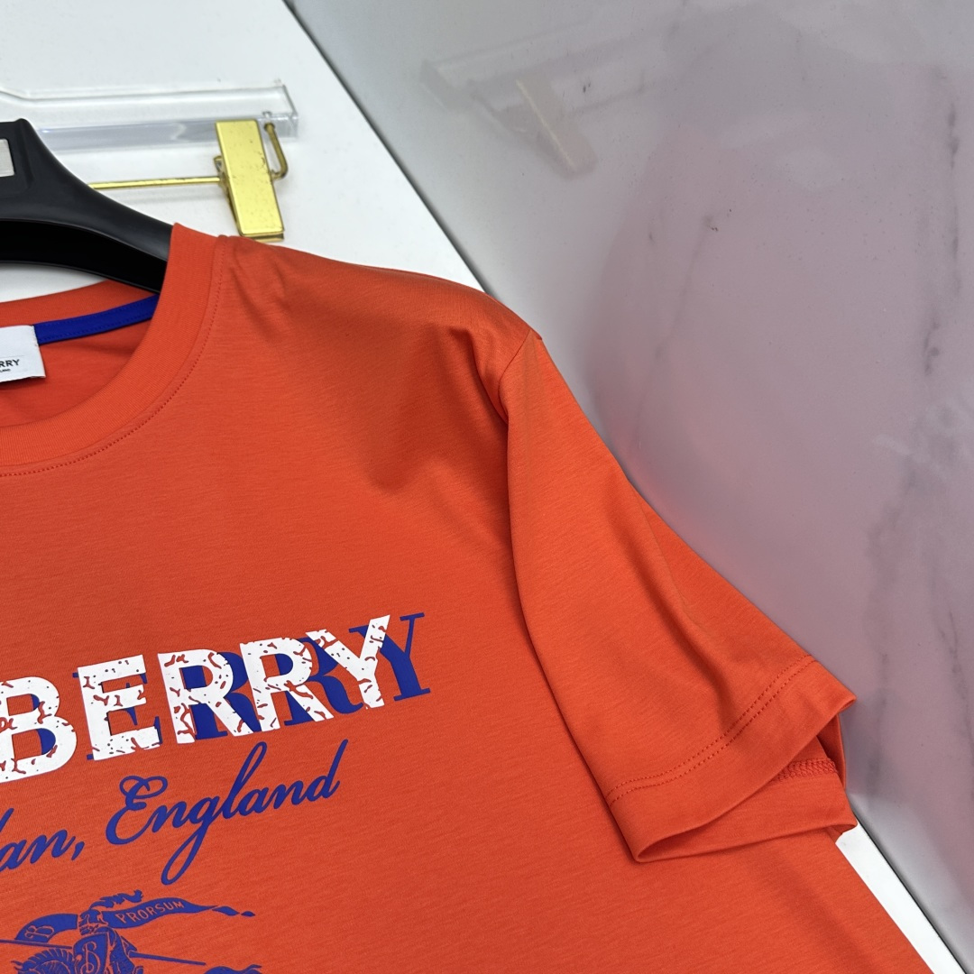 🆕Burberry巴宝莉 新款首发专柜最新款短袖圆领T恤 高端订制 胸前logo设计 高定丝光面料.手感
