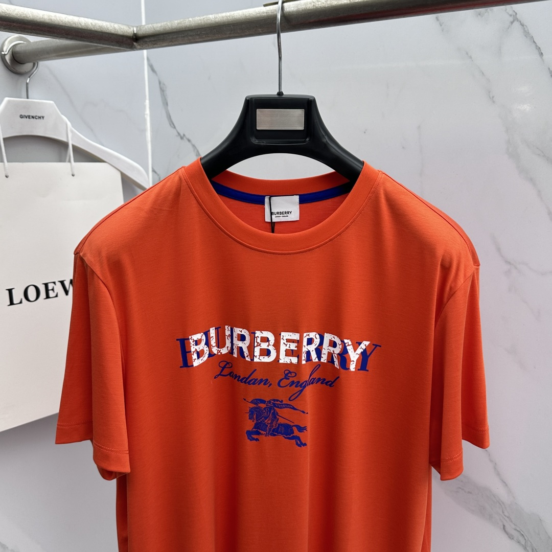 🆕Burberry巴宝莉 新款首发专柜最新款短袖圆领T恤 高端订制 胸前logo设计 高定丝光面料.手感