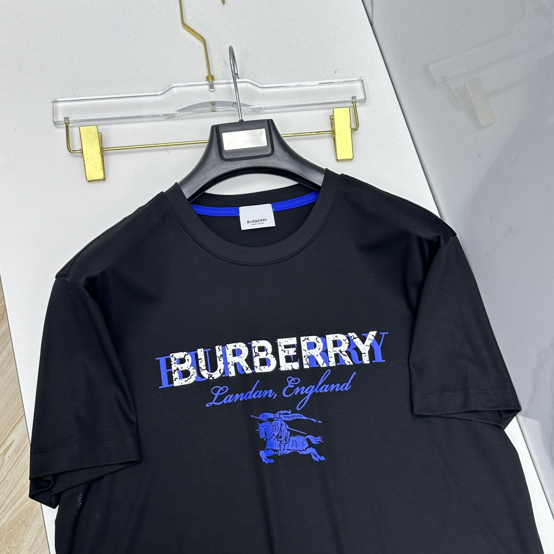 🆕Burberry巴宝莉 新款首发专柜最新款短袖圆领T恤 高端订制 胸前logo设计 高定丝光面料.手感
