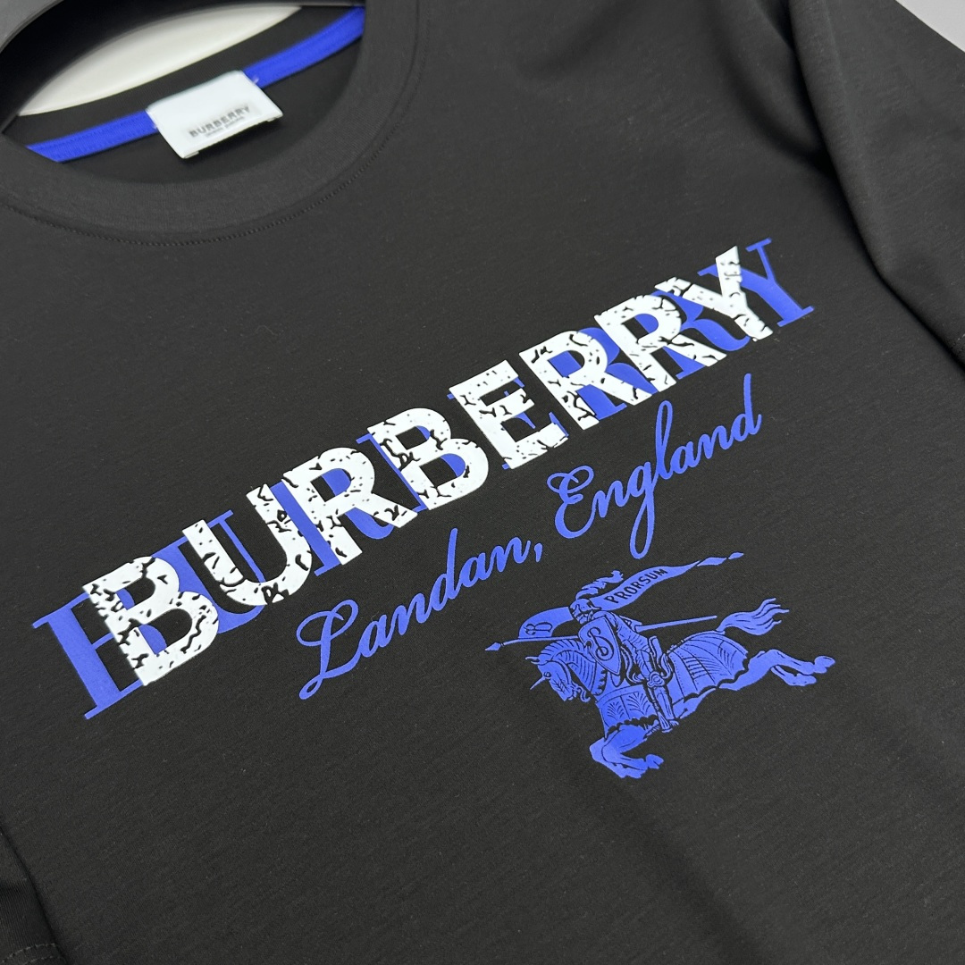 🆕Burberry巴宝莉 新款首发专柜最新款短袖圆领T恤 高端订制 胸前logo设计 高定丝光面料.手感