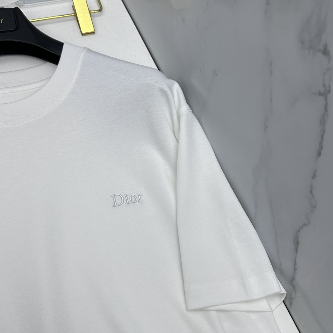 🆕Dior迪奥 新款首发专柜最新款短袖圆领T恤 高端订制 字母logo刺绣设计 高定面料.82%棉+18