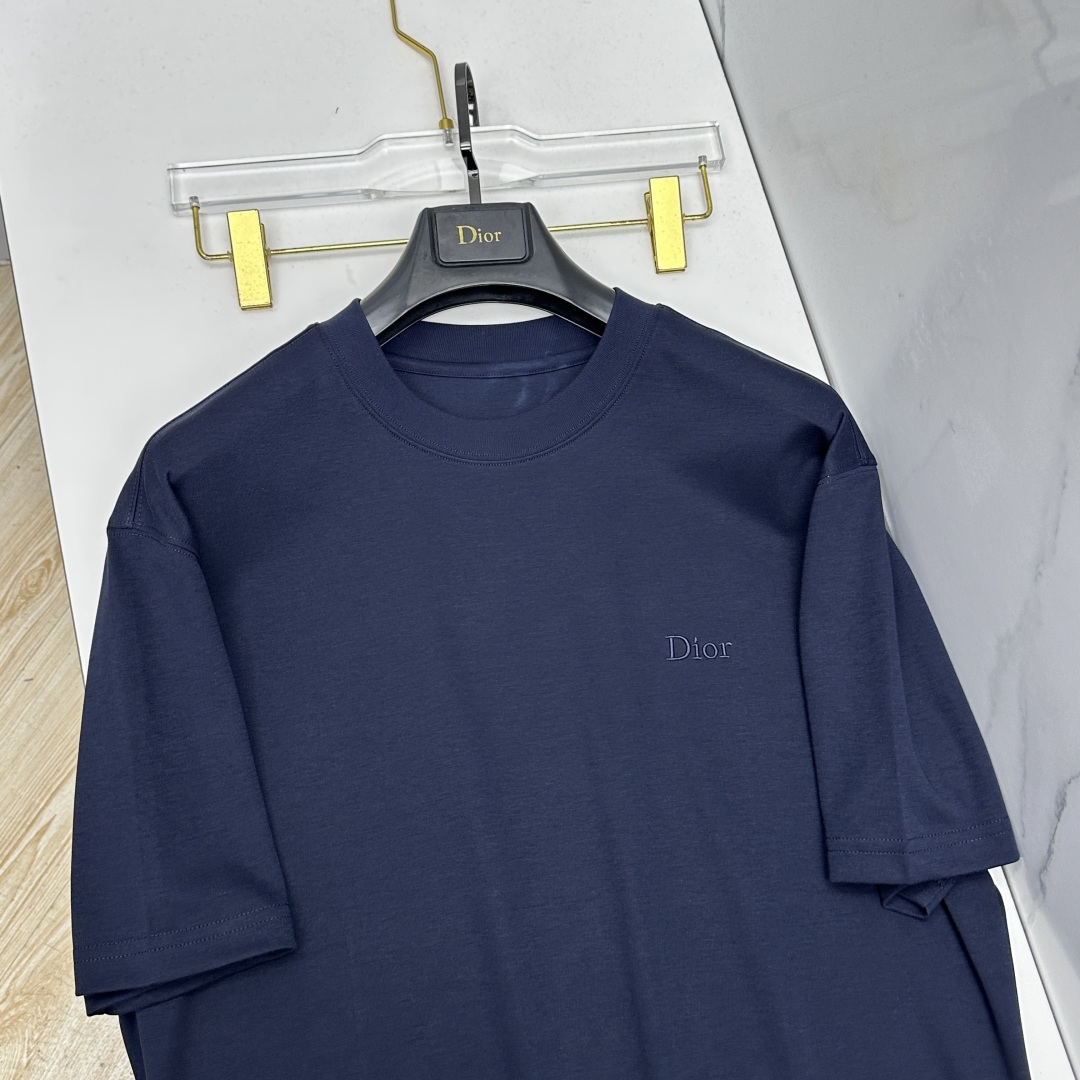 🆕Dior迪奥 新款首发专柜最新款短袖圆领T恤 高端订制 字母logo刺绣设计 高定面料.82%棉+18