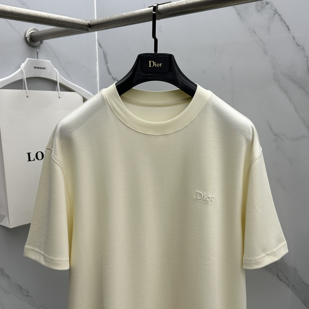 🆕Dior迪奥 新款首发专柜最新款短袖圆领T恤 高端订制 字母logo刺绣设计 高定面料.82%棉+18