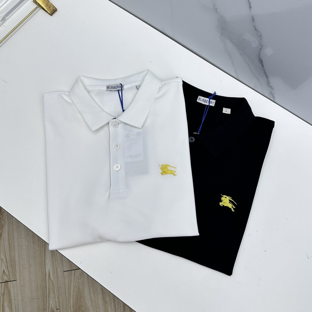 🆕Burberry巴宝莉 春夏新款翻领Polo衫短袖 简洁时尚百搭 标志性logo刺绣骑士 吸睛显瘦 定
